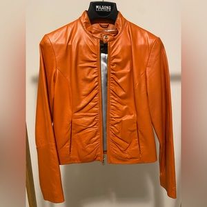 Beautiful Orange Leather Jacket
